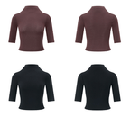 Mock Neck Fitted Half Sleeve Tee - COPPING THREADS - Anna Aneae