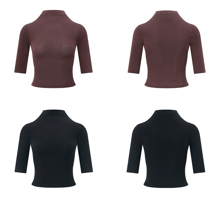 Mock Neck Fitted Half Sleeve Tee - COPPING THREADS - Anna Aneae