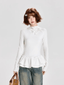 Mock Neck Ruffle Hem Long Sleeve Blouse - COPPING THREADS - CT Select