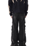 Multi - Pocket Heavy - Washed Ripped Denim Cargo Pants - COPPING THREADS - CHICISLAND