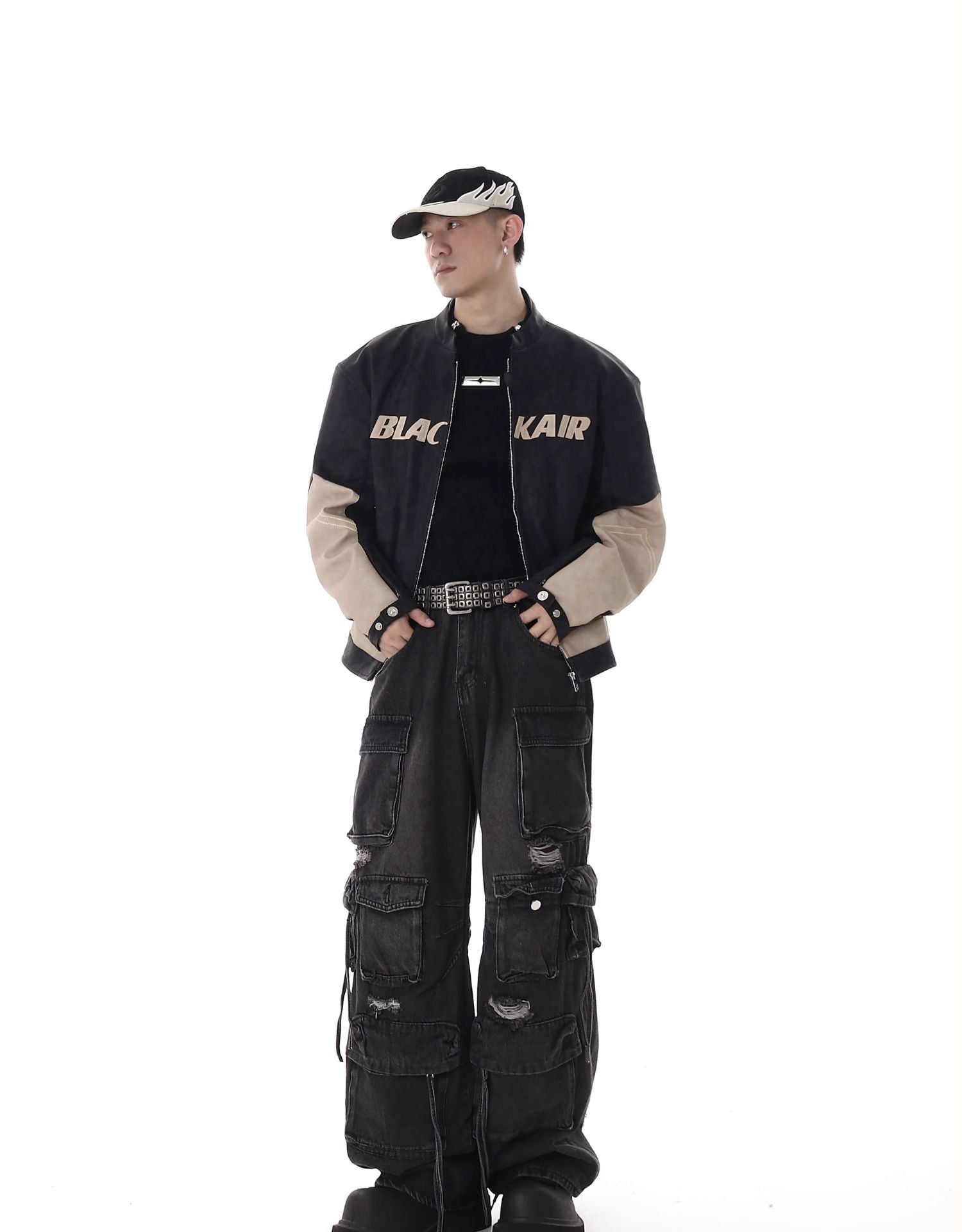 Multi - Pocket Heavy - Washed Ripped Denim Cargo Pants - COPPING THREADS - CHICISLAND