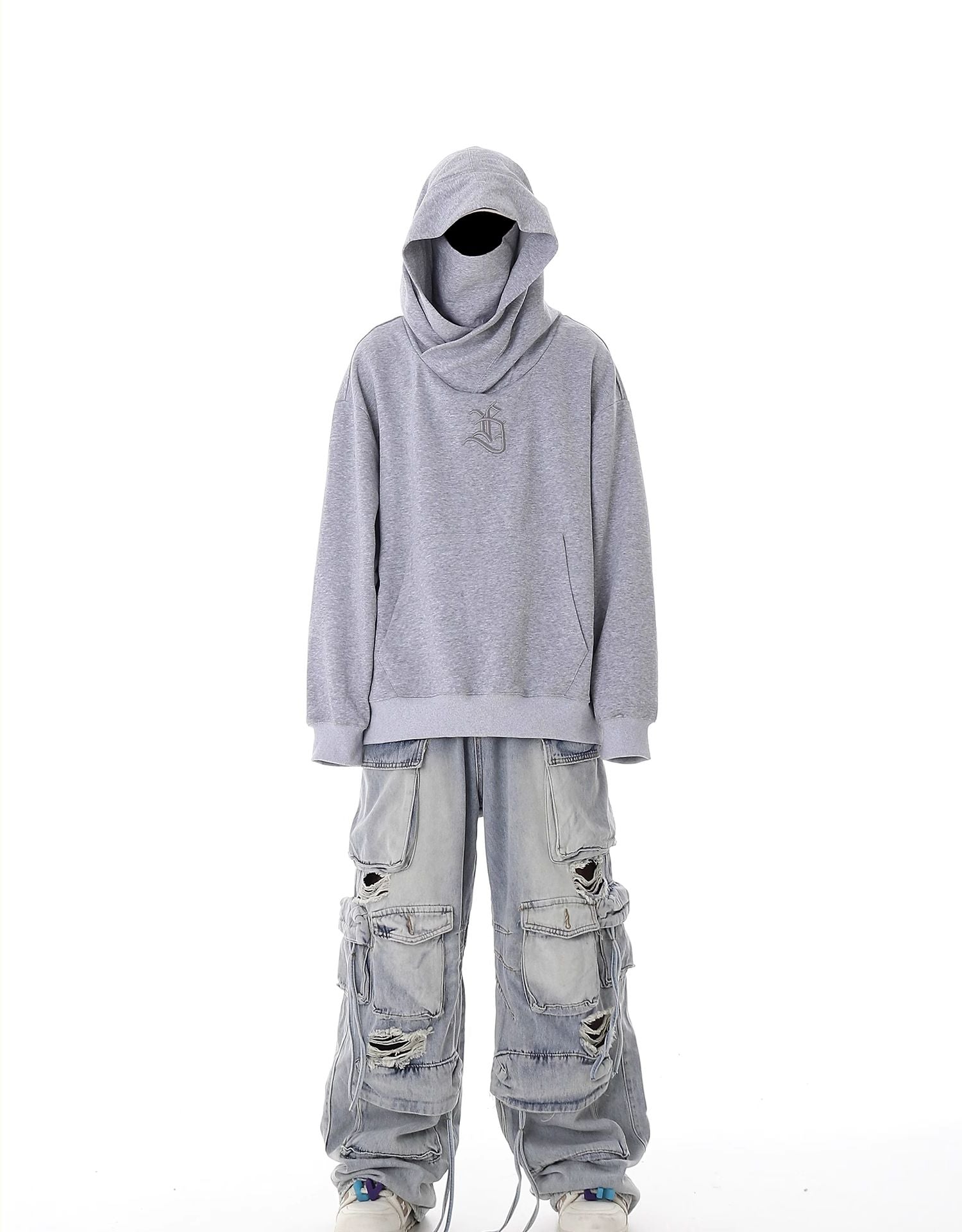 Multi - Pocket Heavy - Washed Ripped Denim Cargo Pants - COPPING THREADS - CHICISLAND