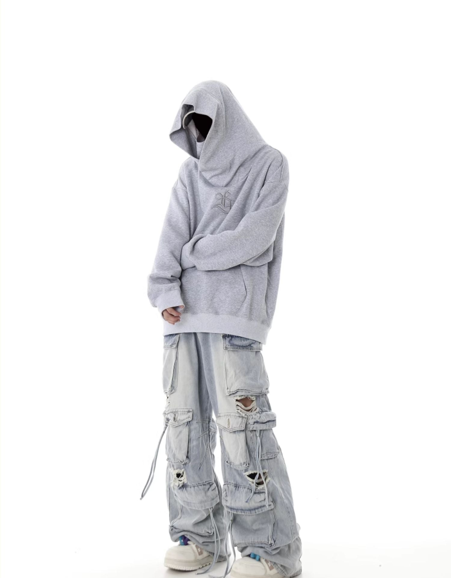 Multi - Pocket Heavy - Washed Ripped Denim Cargo Pants - COPPING THREADS - CHICISLAND