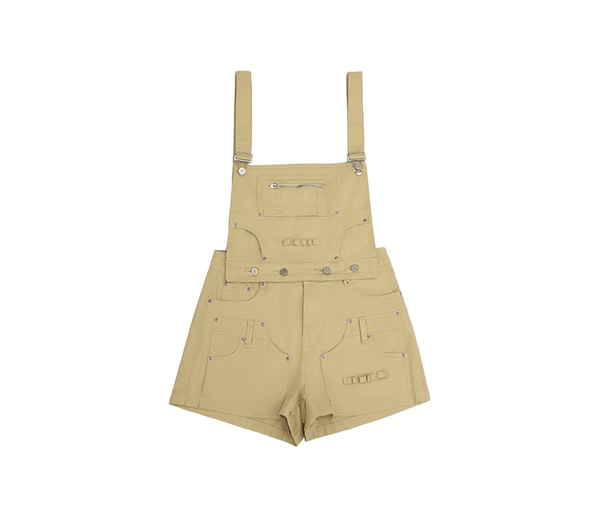 Multi - Pocket Utility Bib Romper Shorts - COPPING THREADS - Yokuku