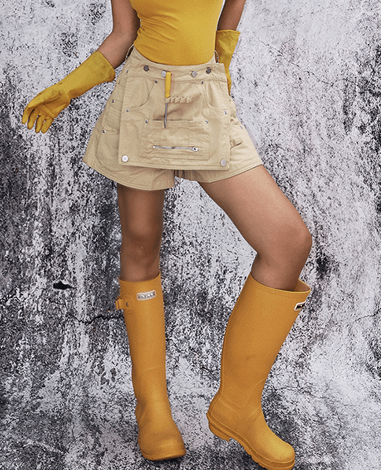 Multi - Pocket Utility Bib Romper Shorts - COPPING THREADS - Yokuku