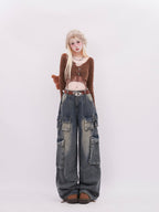 Multi - Pocket Wash Distressed Denim - COPPING THREADS - RAYOHOPP