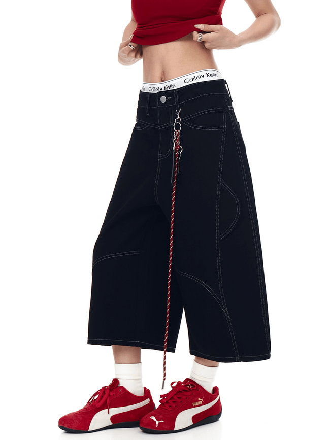 Multi-pockets Contrast Stitch Utility Shorts Main Image