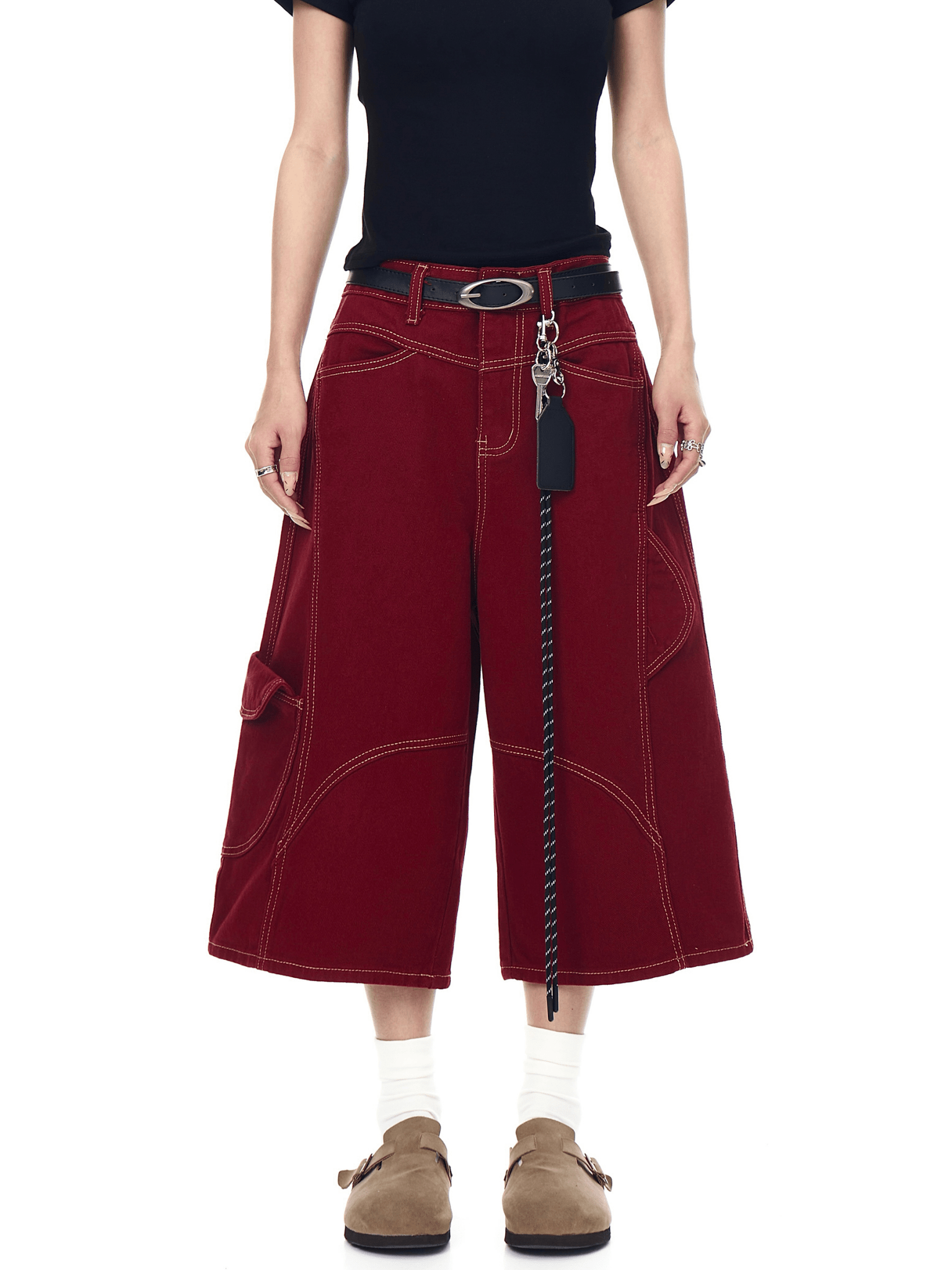 Multi - pockets Contrast Stitch Utility Shorts - COPPING THREADS - CT Select