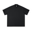 Drop-Shoulder Mock-Neck Tee, black front view.