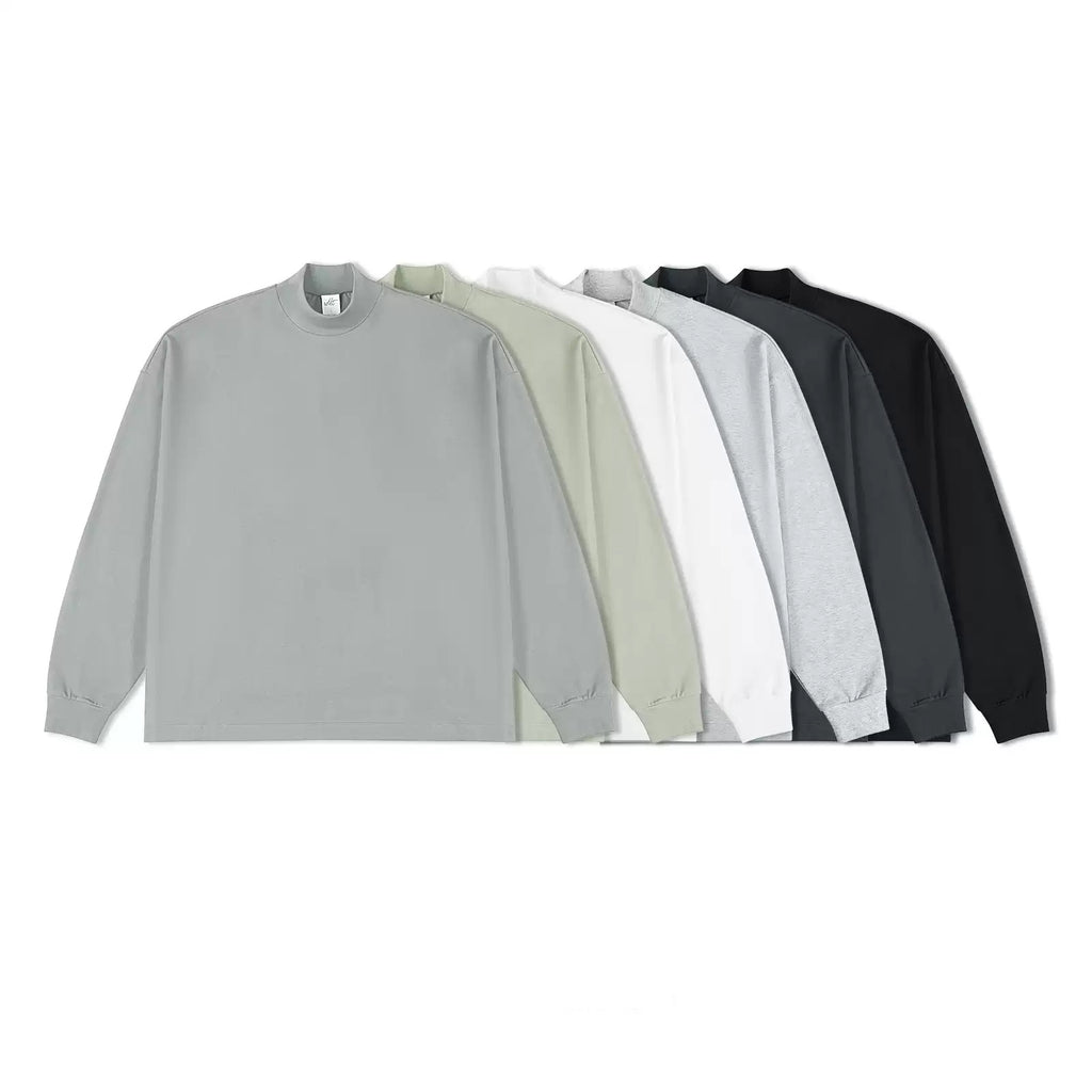 IDLT mock neck long sleeve top, color lineup.