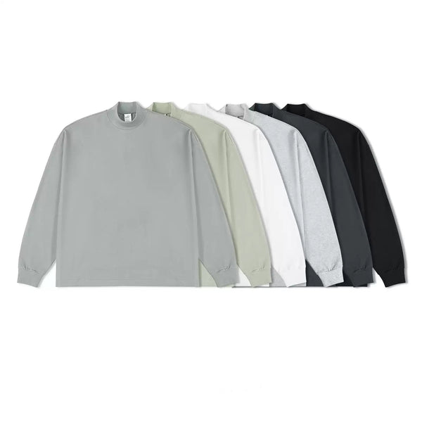 IDLT mock neck long sleeve top, color lineup.
