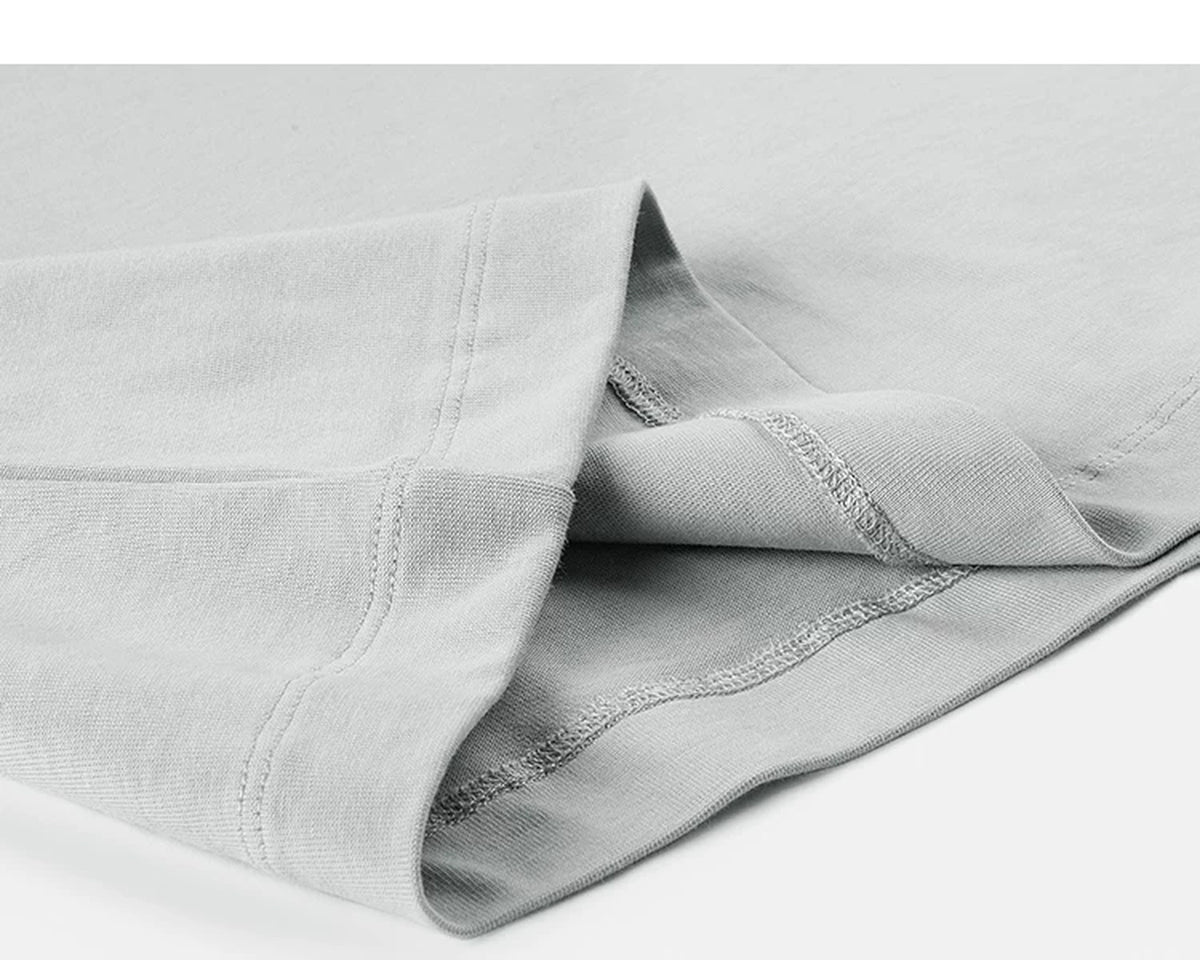 IDLT mock neck long sleeve top, light gray folded hem.