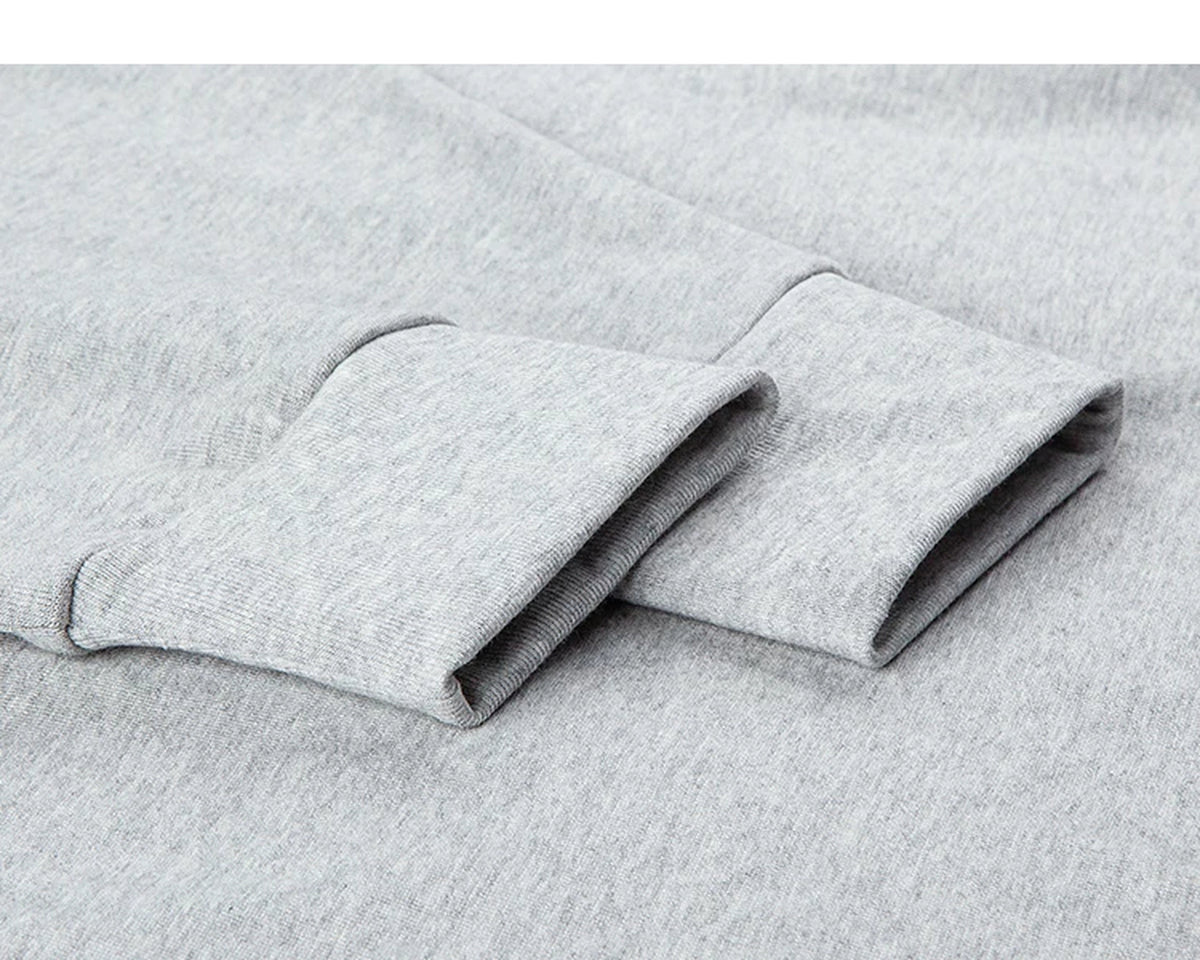 IDLT mock neck long sleeve top, heather gray ribbed cuffs.