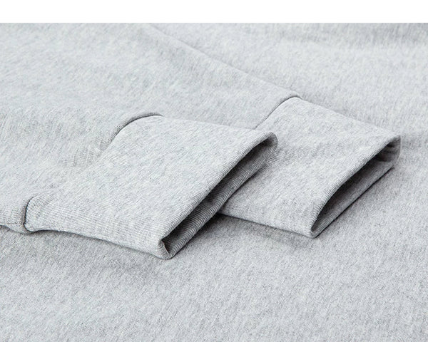 IDLT mock neck long sleeve top, heather gray ribbed cuffs.