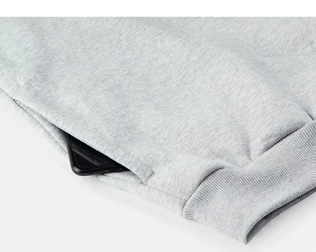 IDLT sweatshirt, heather gray side pocket.
