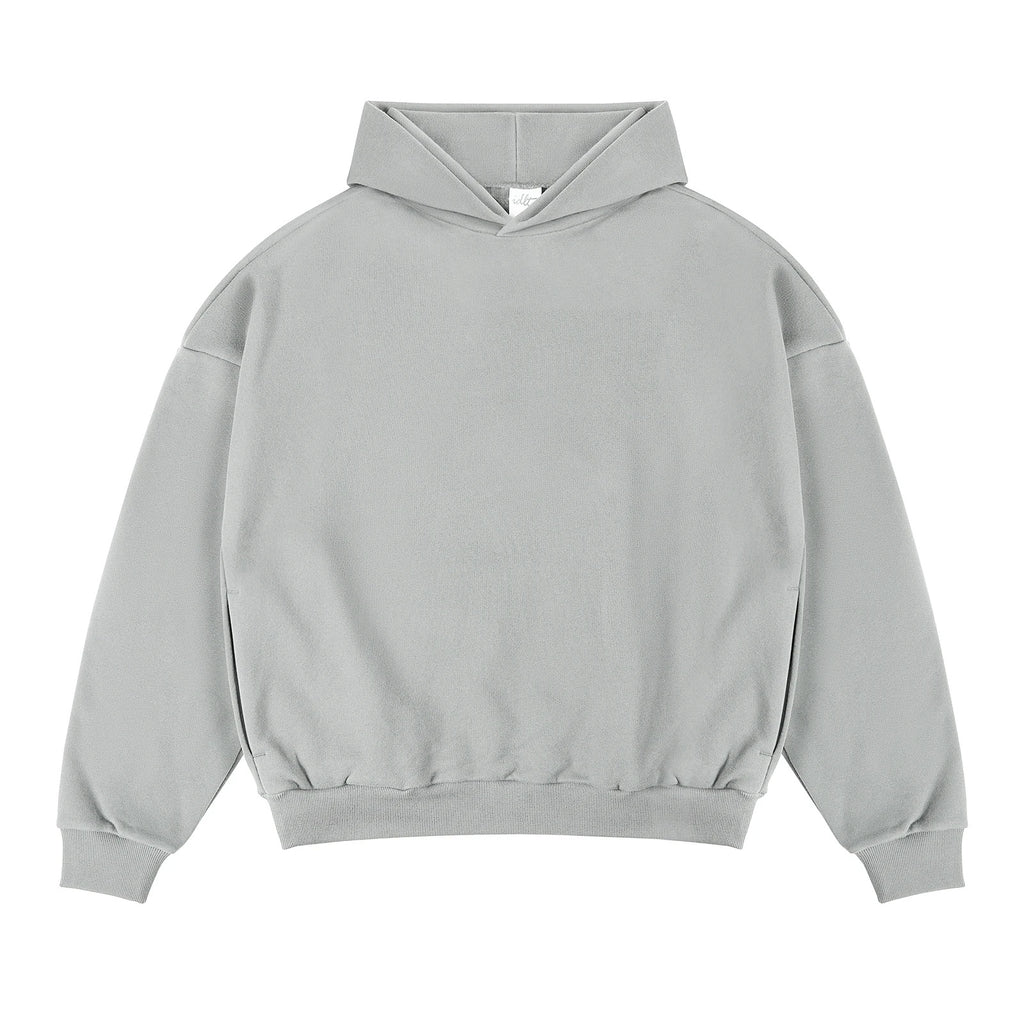 IDLT hoodie, light gray front.