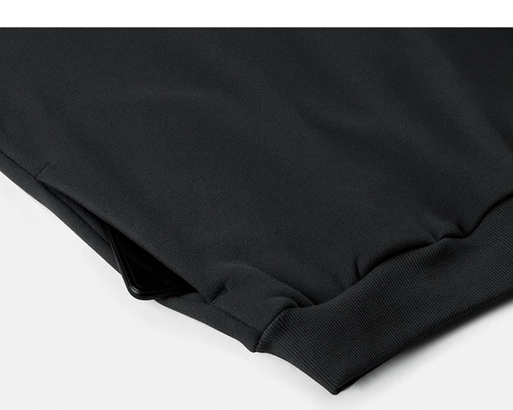 IDLT hoodie, black side pocket.