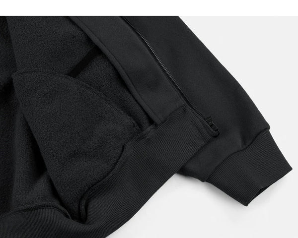 IDLT zip sweatshirt, black inner hem and pocket.