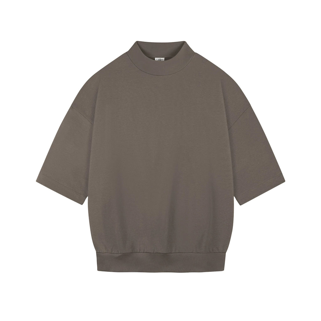IDLT short sleeve sweatshirt, brown front.