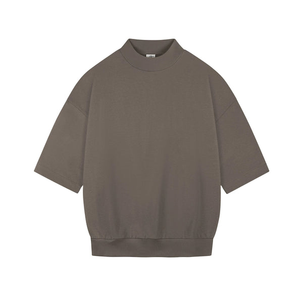 IDLT short sleeve sweatshirt, brown front.