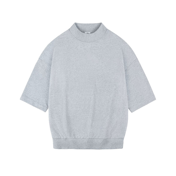 IDLT short sleeve sweatshirt, heather gray front.