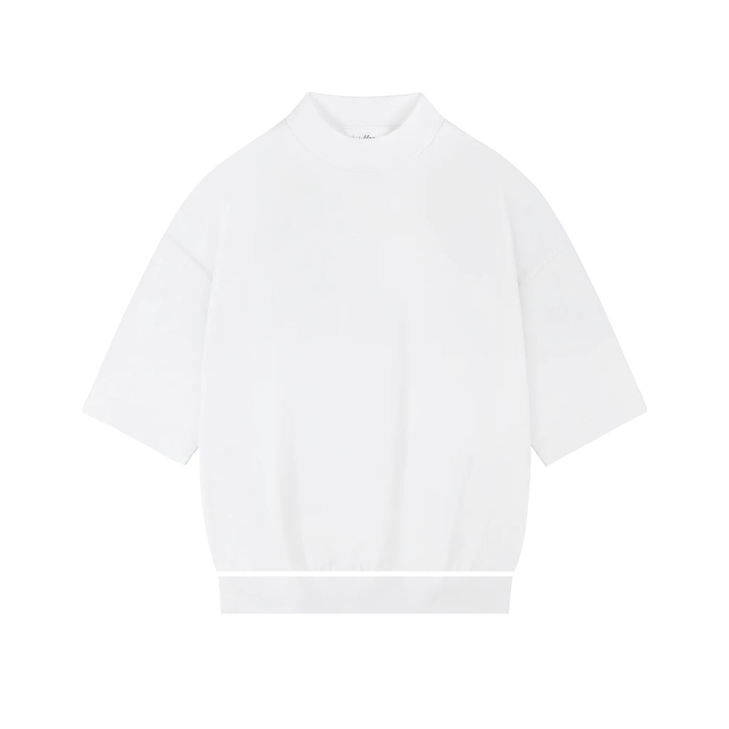 IDLT short sleeve sweatshirt, white front.