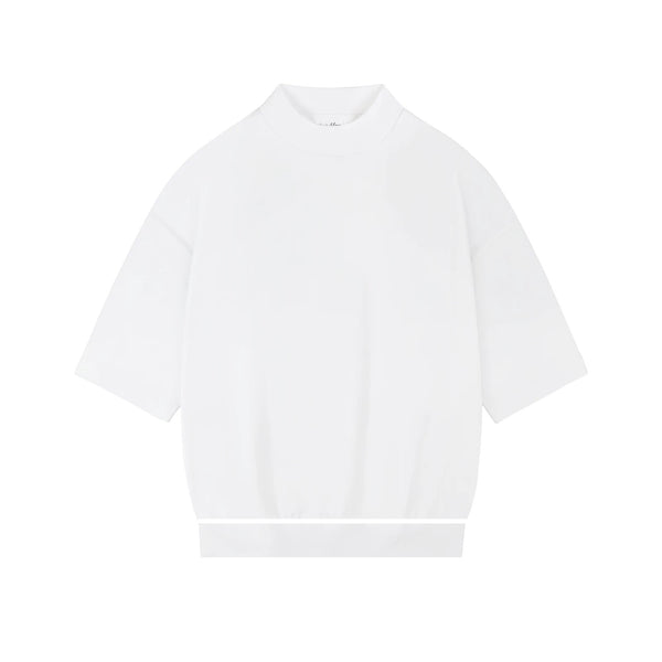 IDLT short sleeve sweatshirt, white front.