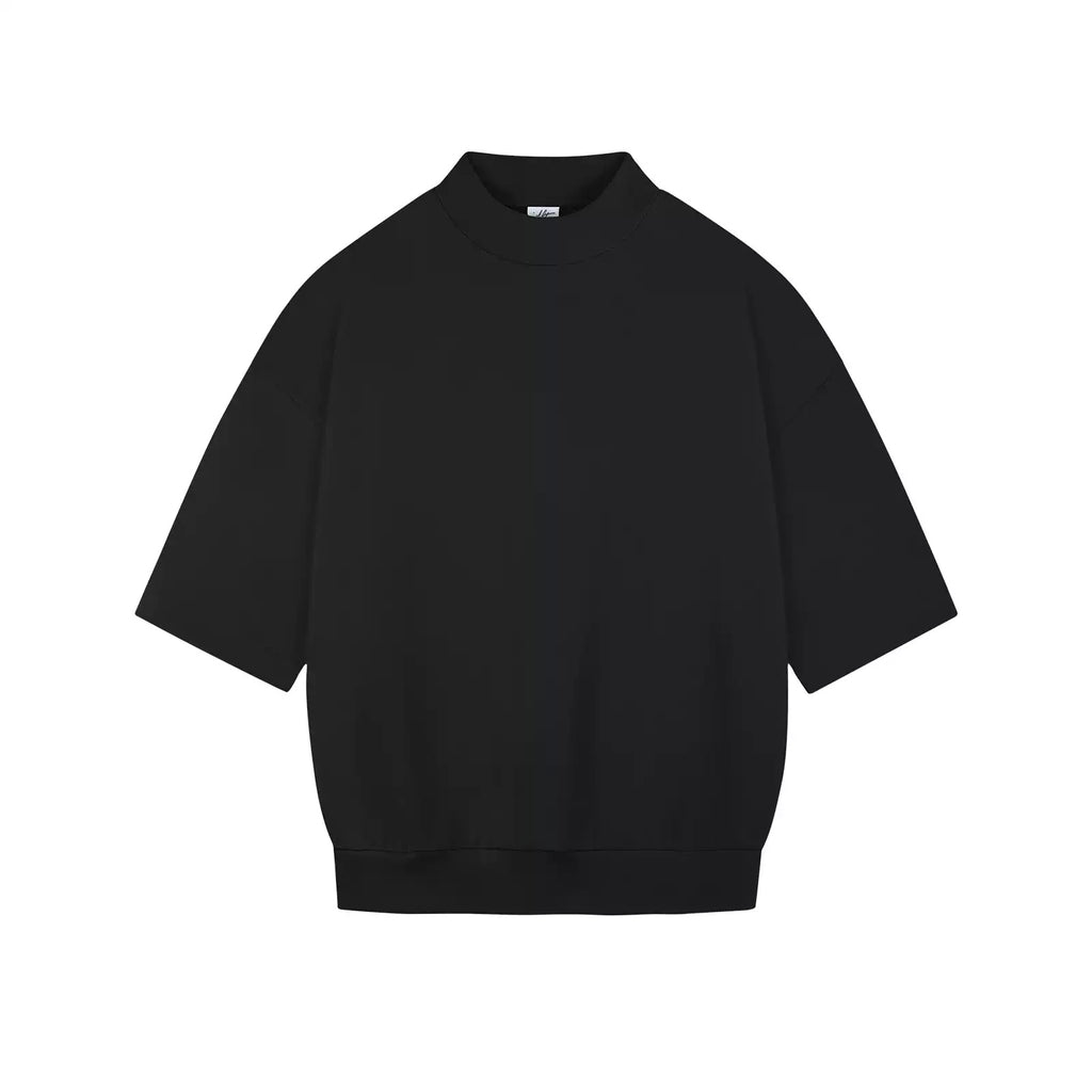IDLT short sleeve sweatshirt, black front.