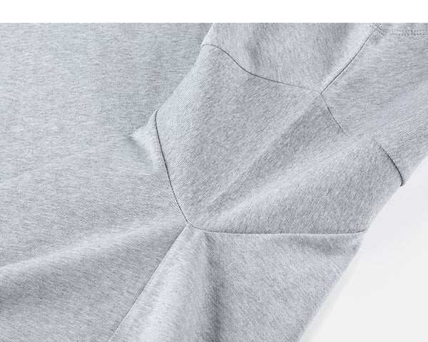 IDLT short sleeve sweatshirt, heather gray underarm seam.