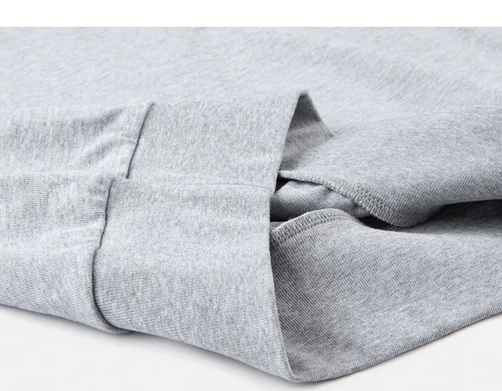 IDLT short sleeve sweatshirt, heather gray folded hem.