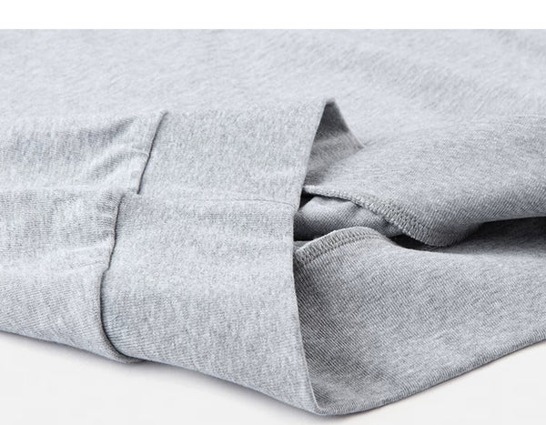 IDLT short sleeve sweatshirt, heather gray folded hem.