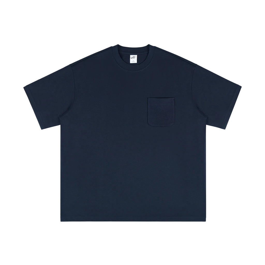 IDLT pocket T-shirt, navy front.