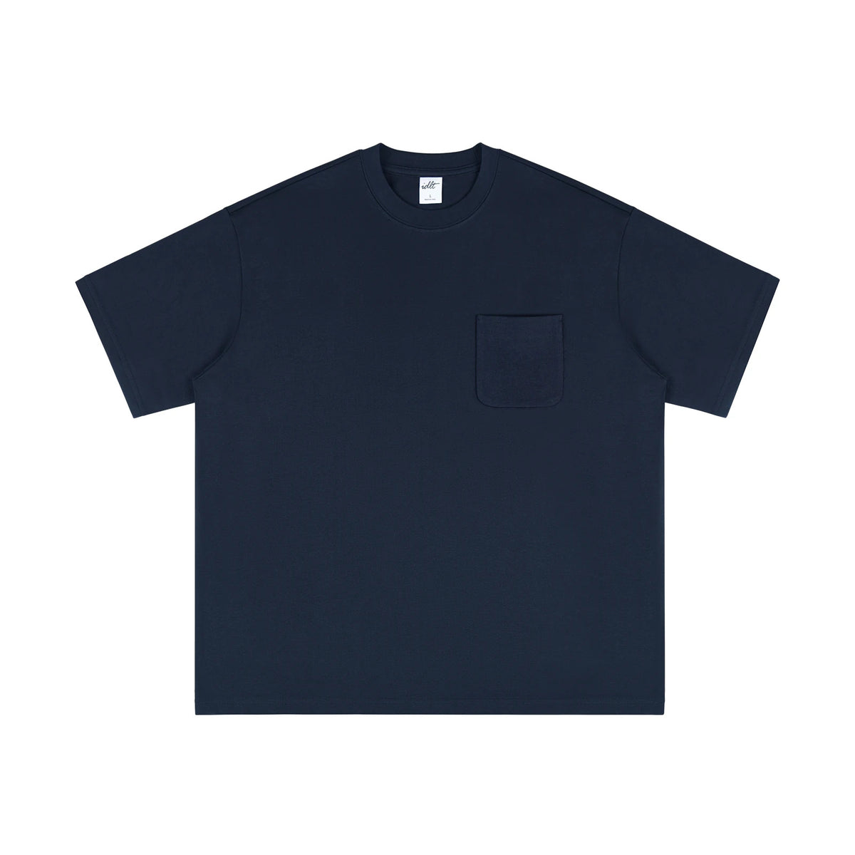 IDLT pocket T-shirt, navy front.
