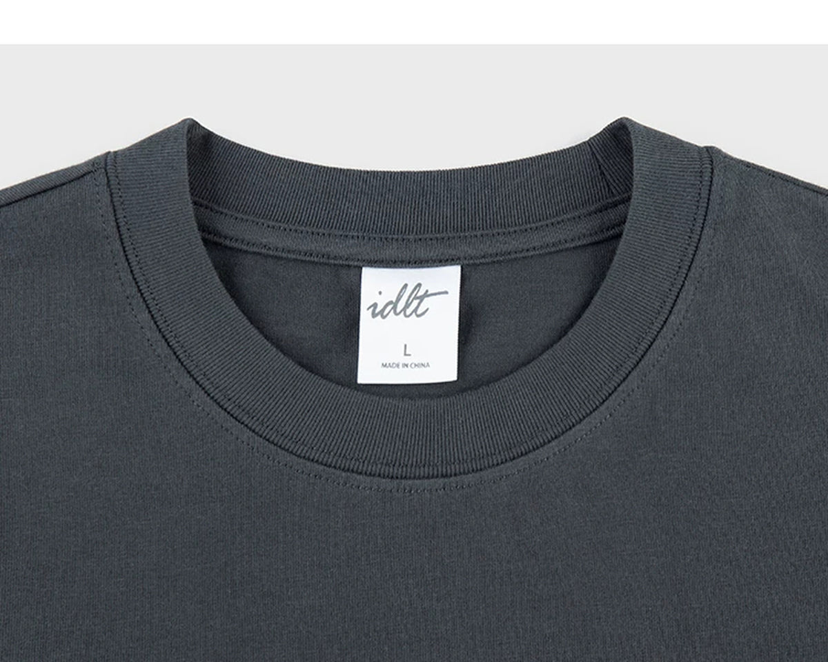IDLT pocket T-shirt, dark gray crewneck.