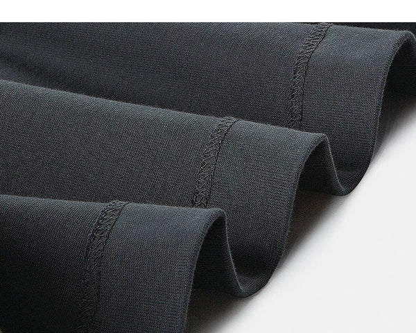 IDLT pocket T-shirt, dark gray hem stitching and fabric.