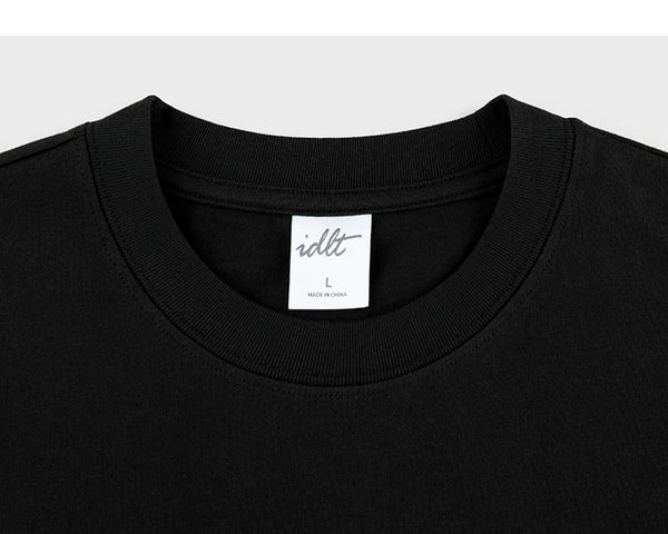 IDLT pocket T-shirt, black crewneck.
