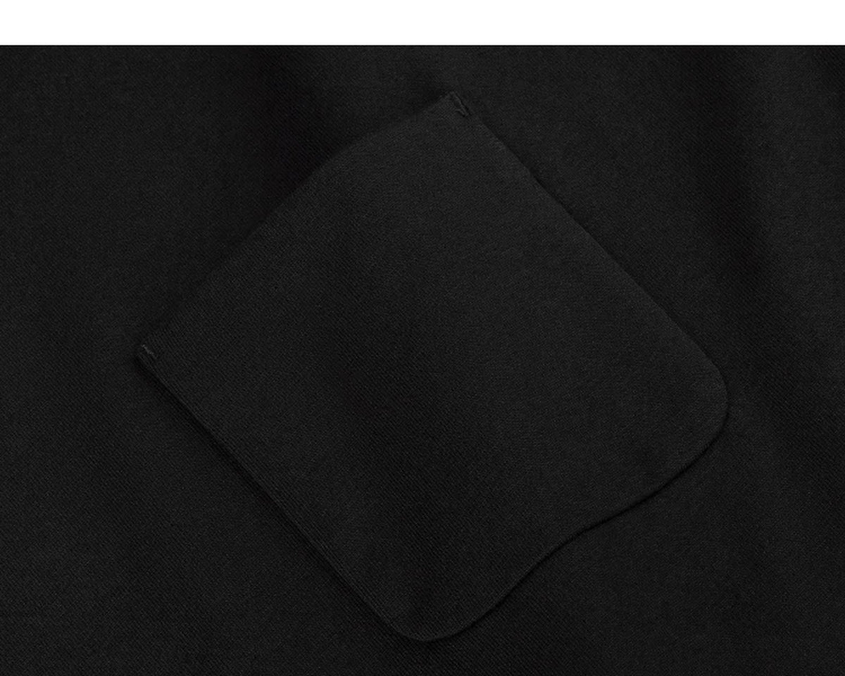 IDLT pocket T-shirt, black chest pocket.