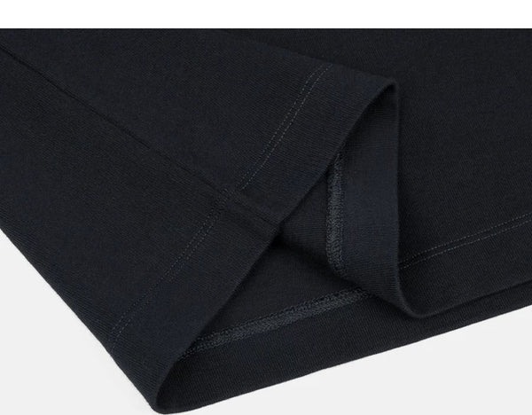 IDLT pocket T-shirt, navy folded hem.