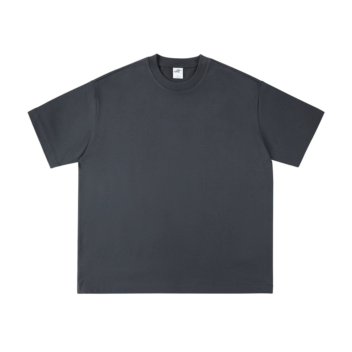 IDLT T-shirt, dark gray front.