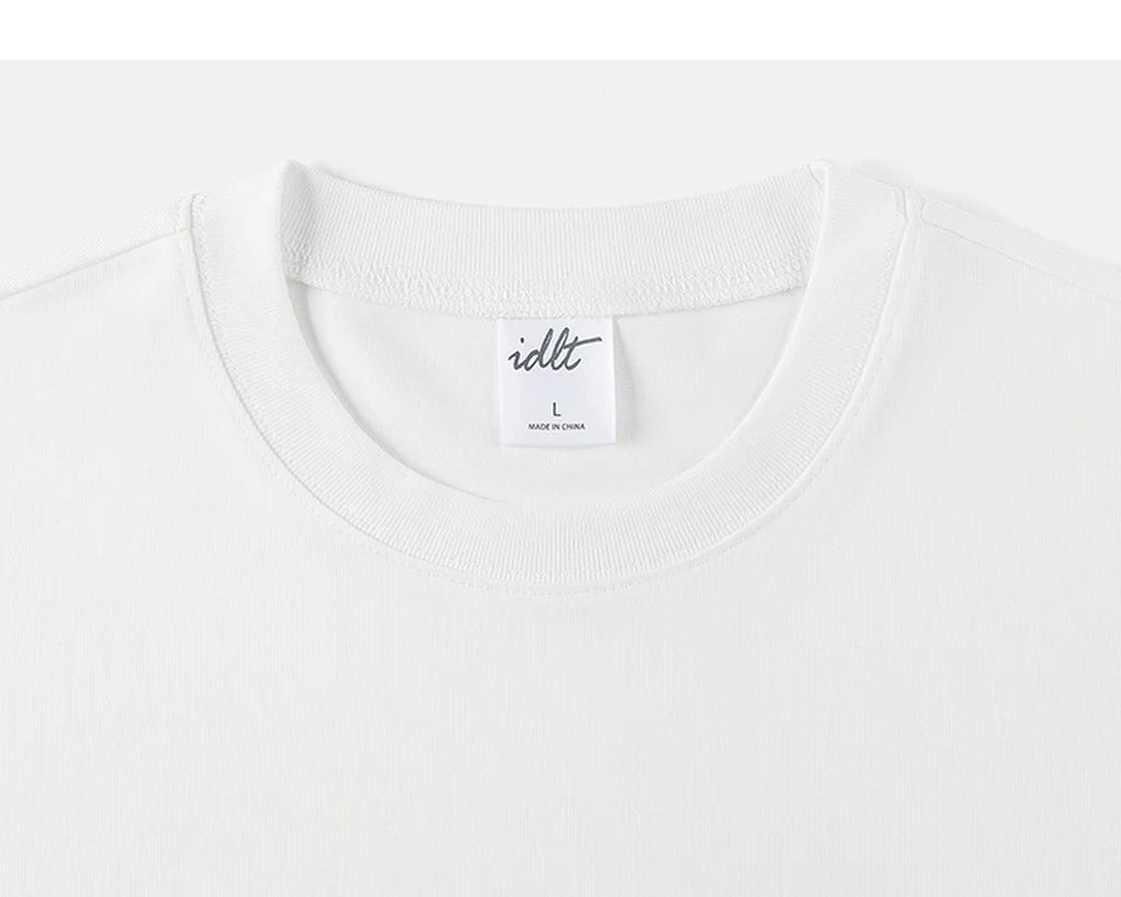 IDLT T-shirt, white crewneck.