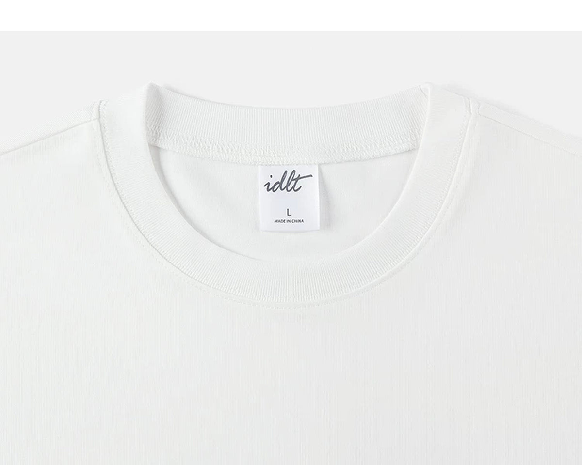 IDLT T-shirt, white crewneck.