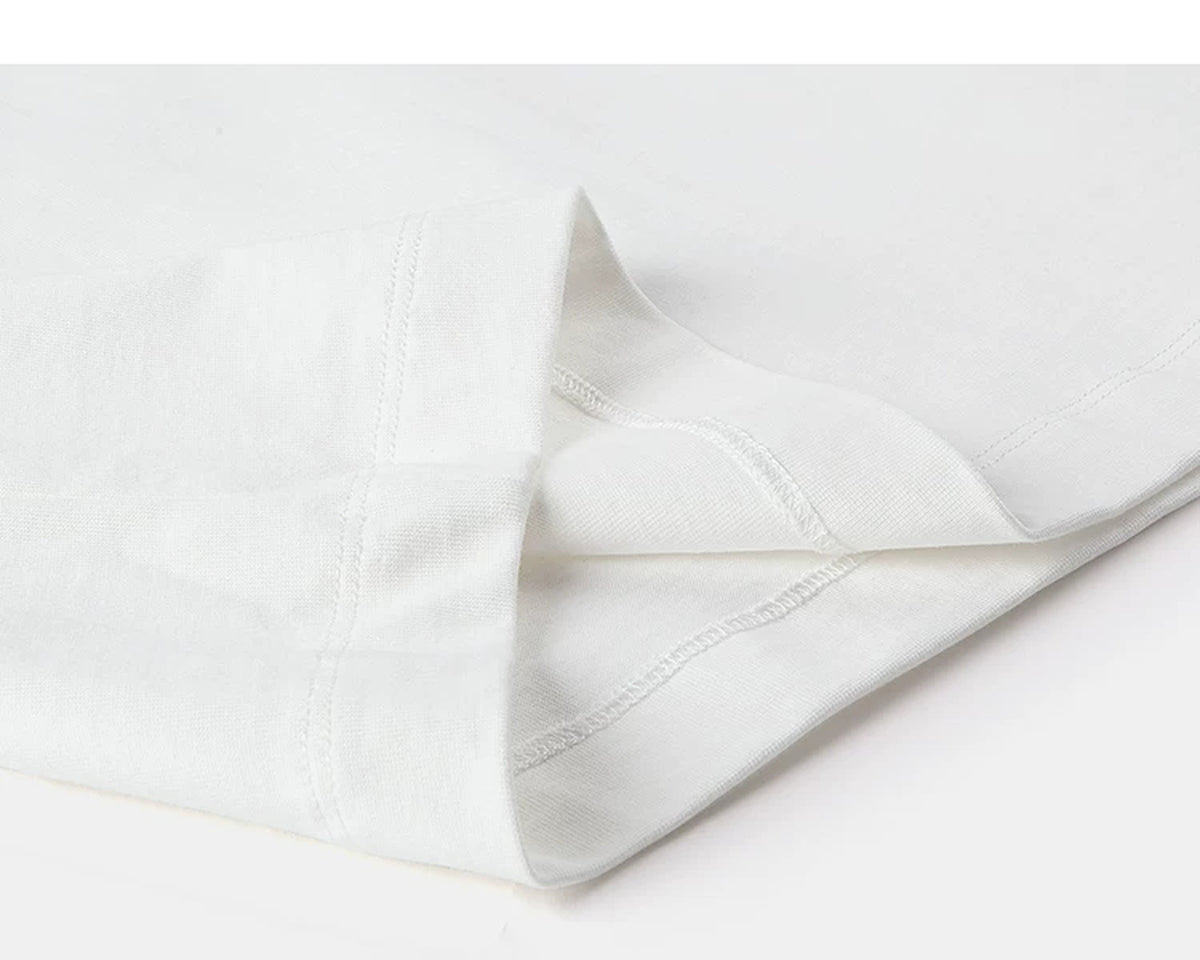 IDLT T-shirt, white folded hem.