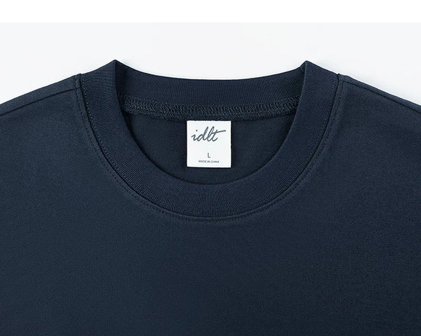 IDLT T-shirt, navy crewneck.
