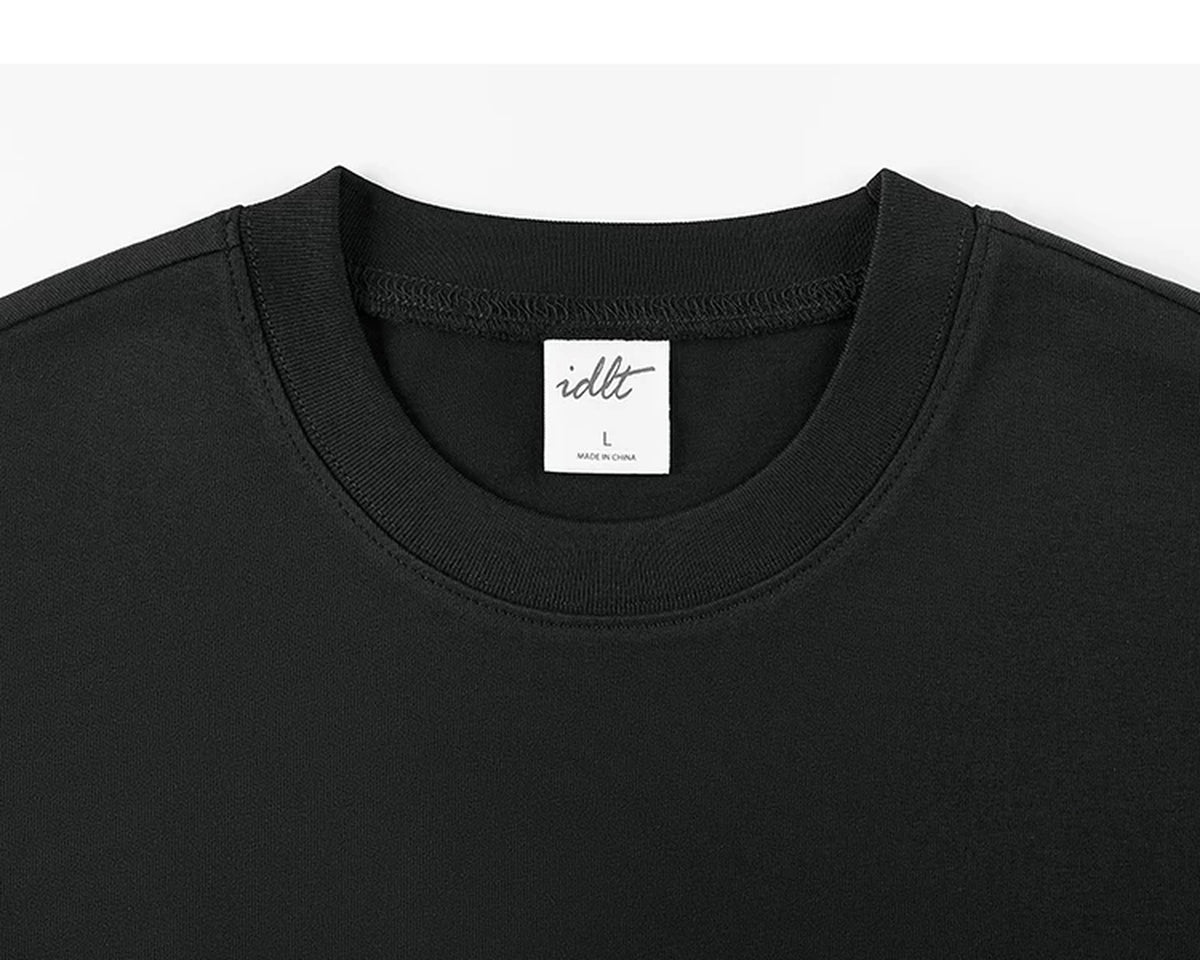 IDLT T-shirt, black crewneck.