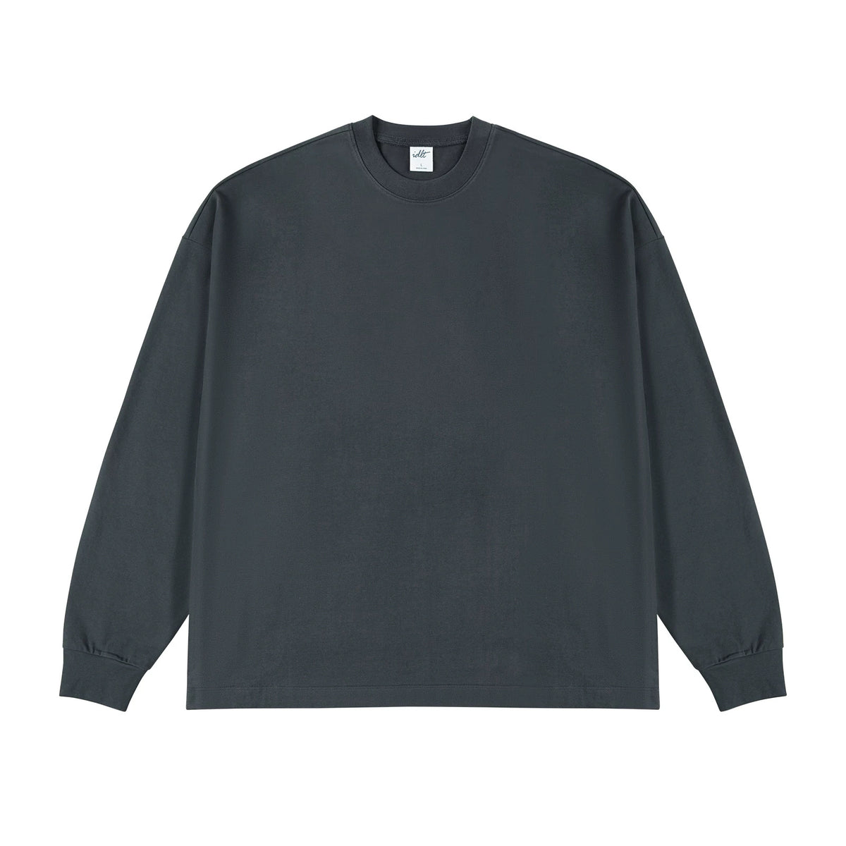 IDLT long sleeve T-shirt, dark gray front.