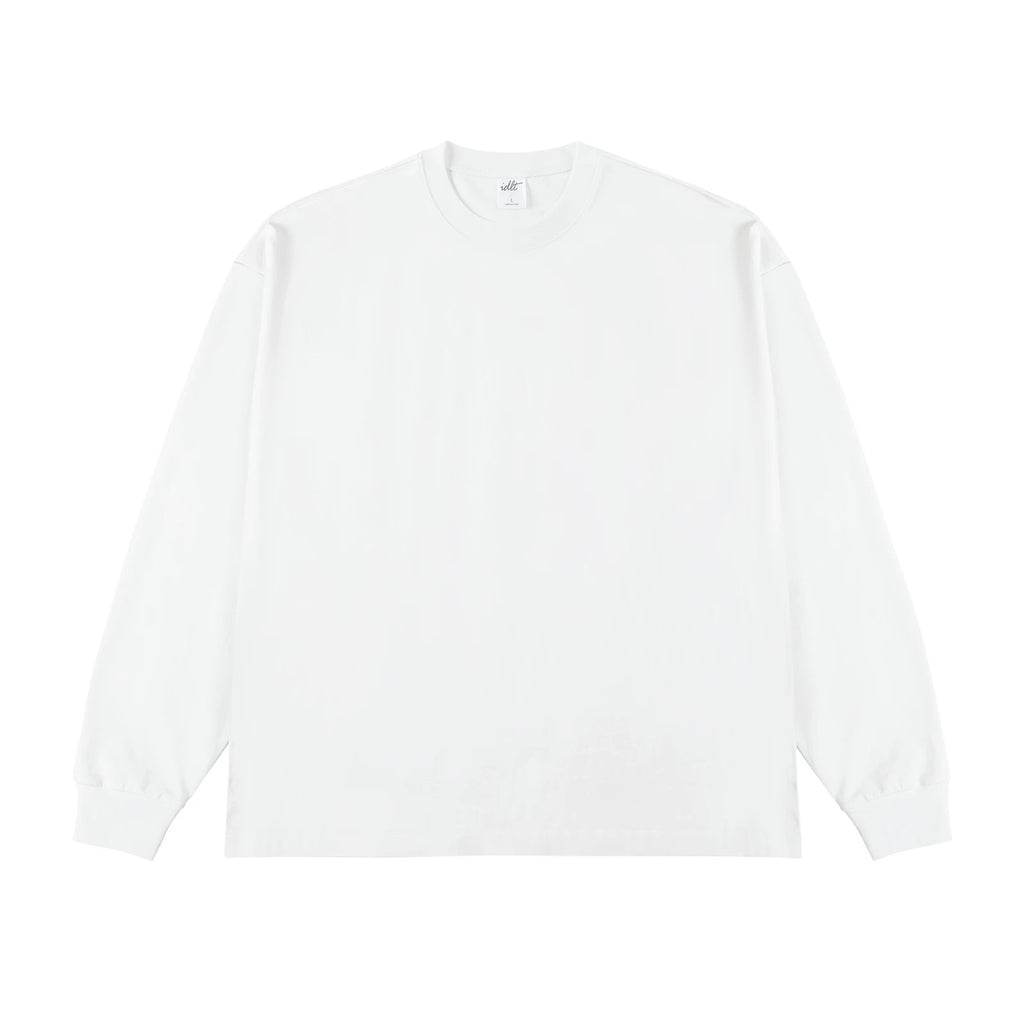 IDLT long sleeve T-shirt, white front.