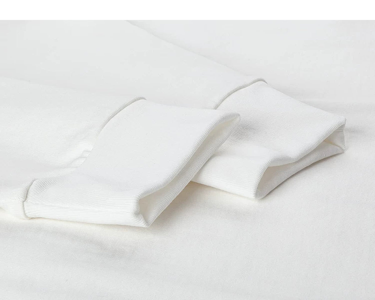 IDLT long sleeve T-shirt, white cuffs.