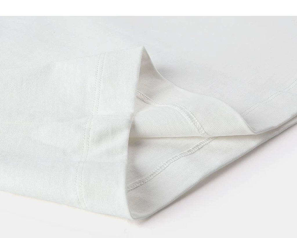 IDLT long sleeve T-shirt, white folded hem.