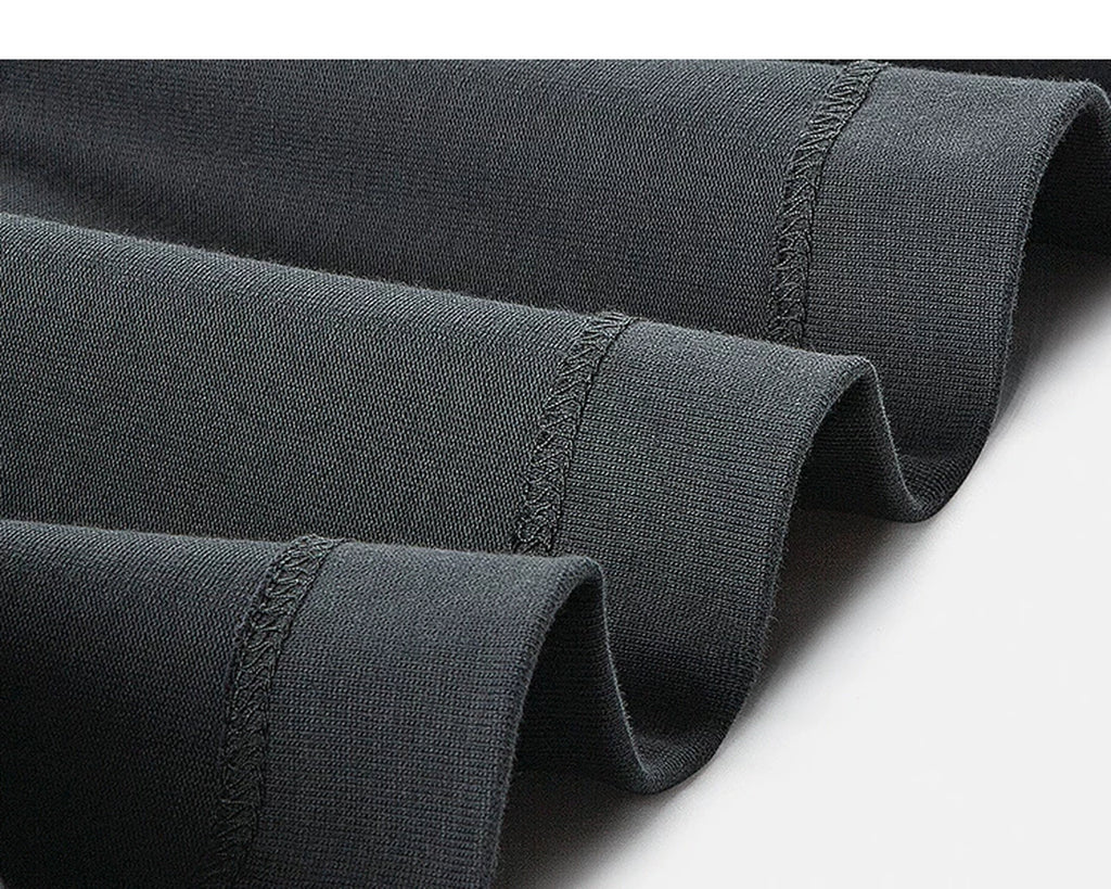 IDLT long sleeve T-shirt, dark gray hem stitching and fabric.