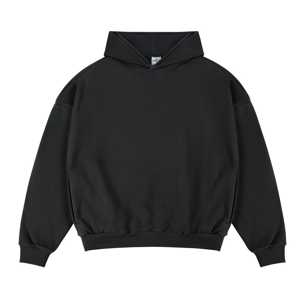 IDLT hoodie, black front.